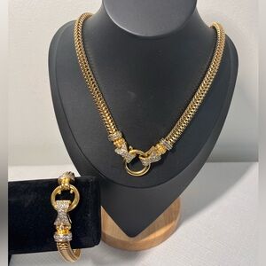 Elegant Gold and Silver Necklace and Bracelet Set